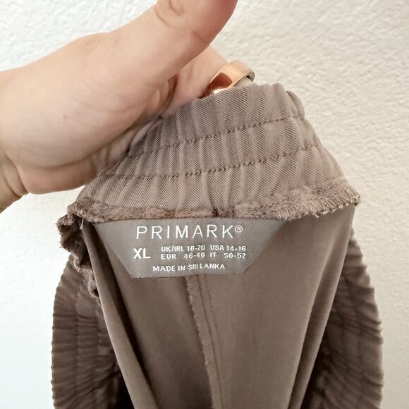 [Primark] Brown White High Rise Side Stripe Wide Leg Pants Elastic Waist Size XL - Picture 10 of 11